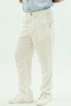 Men's Loose Fit Linen Pants with Button Closure