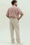 Men's Loose Fit Linen Pants with Button Closure