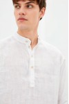 Half button linen shirt for men Band collar shirt