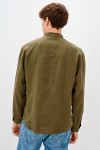 Half button linen shirt for men Band collar shirt