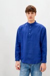 Half button linen shirt for men Band collar shirt