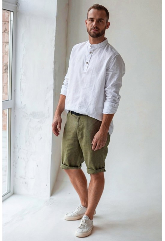 Men's Linen Shorts | Classic Long Cut Shorts