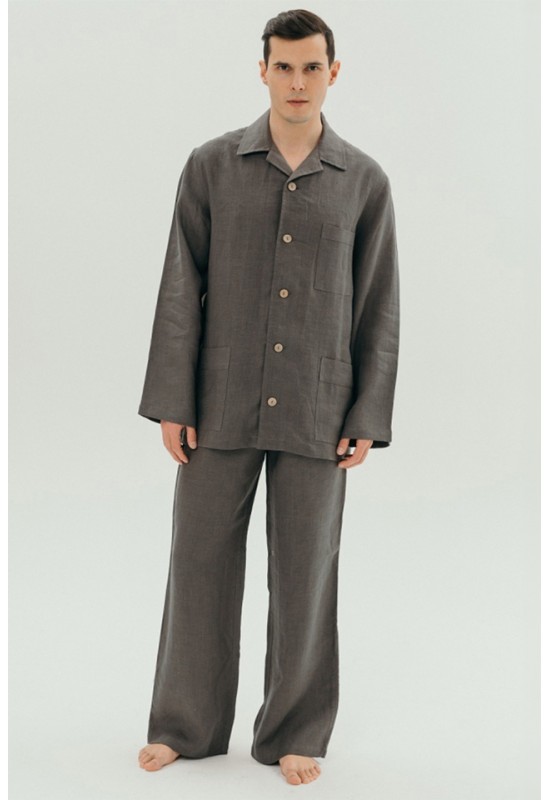 Men's Linen Pajama Set with Shirt and Pants