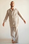 Men's Linen Pajama Set with Shirt and Pants