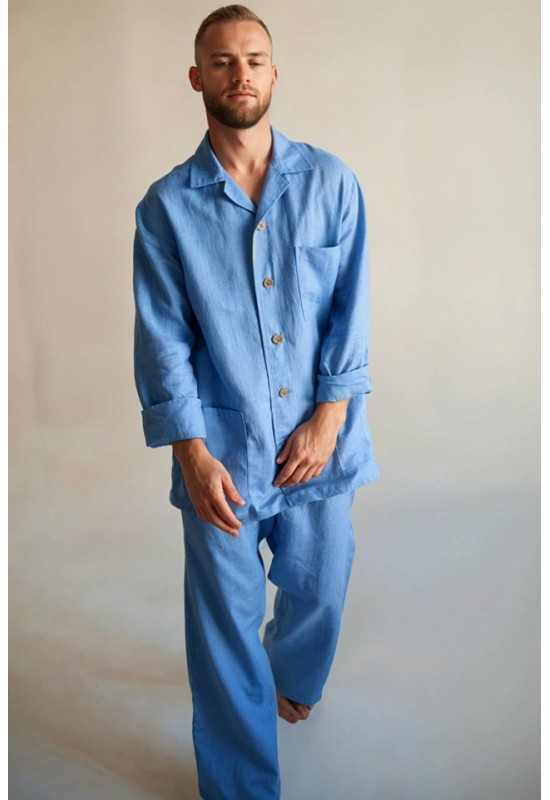Men's Linen Pajama Set with Shirt and Pants