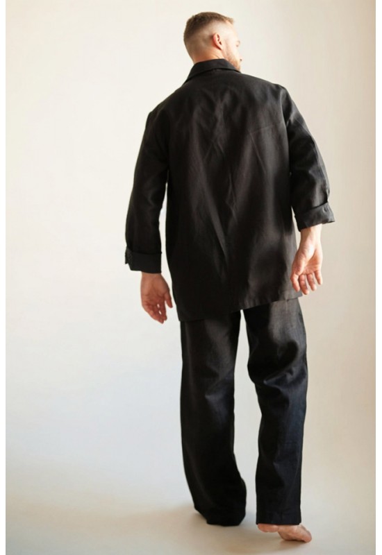 Men's Linen Pajama Set with Shirt and Pants