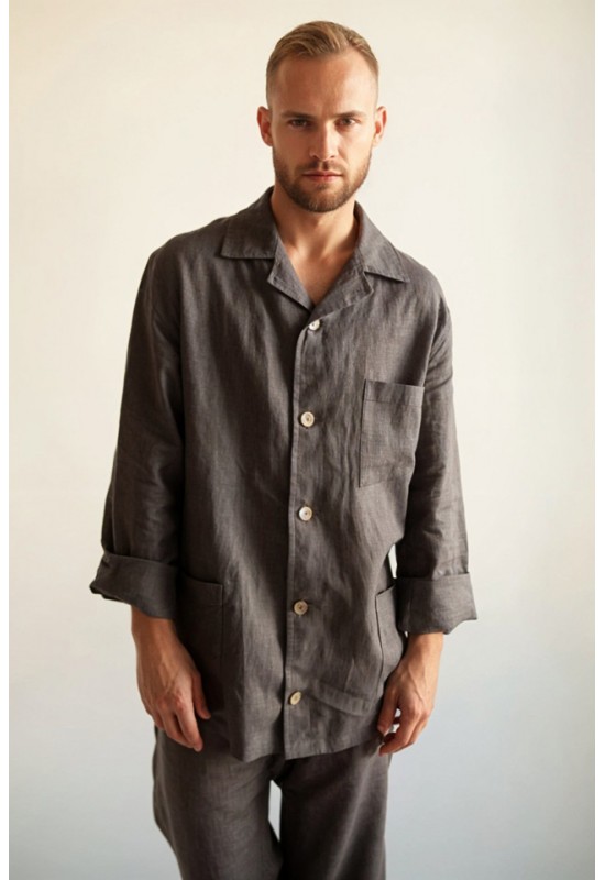Men's Linen Pajama Set with Shirt and Pants