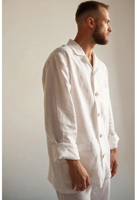 Men's Linen Pajama Set with Shirt and Pants