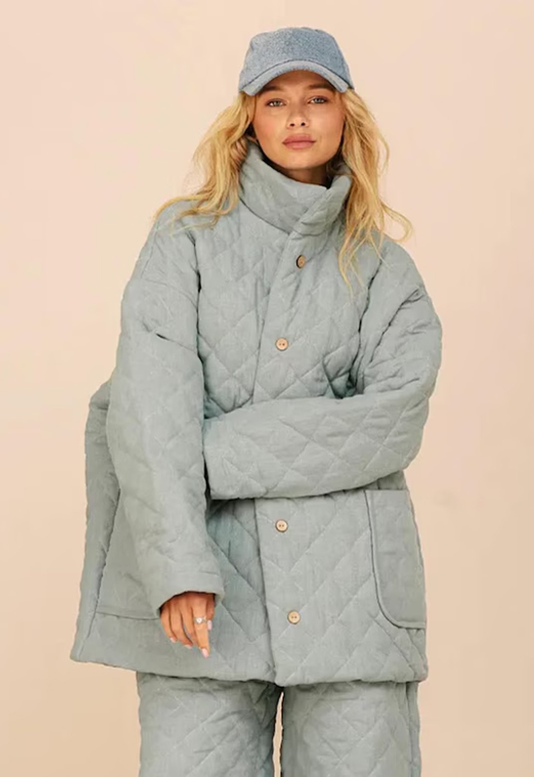 Women's Quilted Linen Jacket | Warm Oversized Autumn Coat